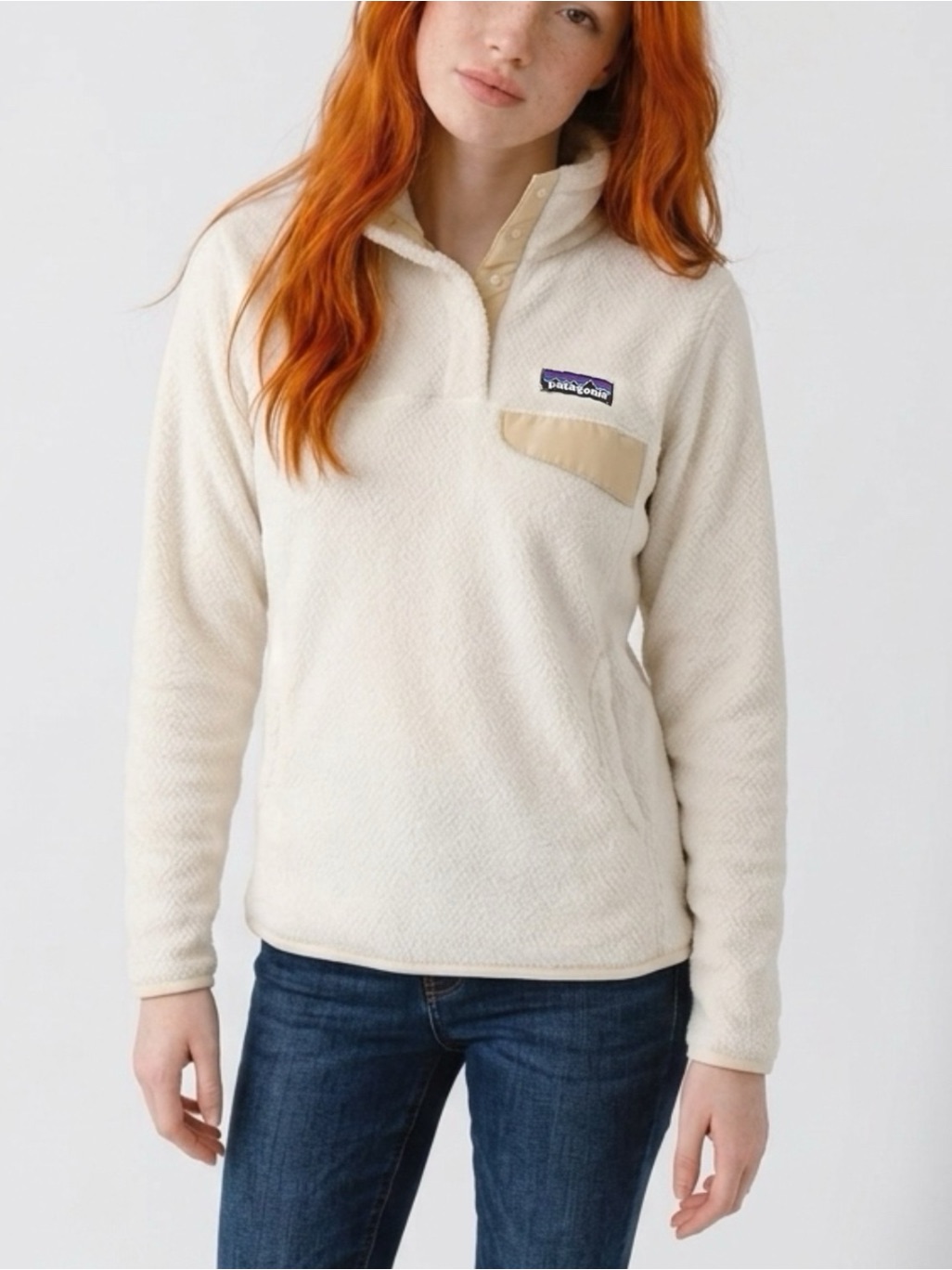 Patagonia Re-Tool Snap-T Fleece Pullover Women's Large Off White Cream Fa18